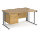 Maestro Cable Managed Leg Wave Desk with Two Drawer Pedestal